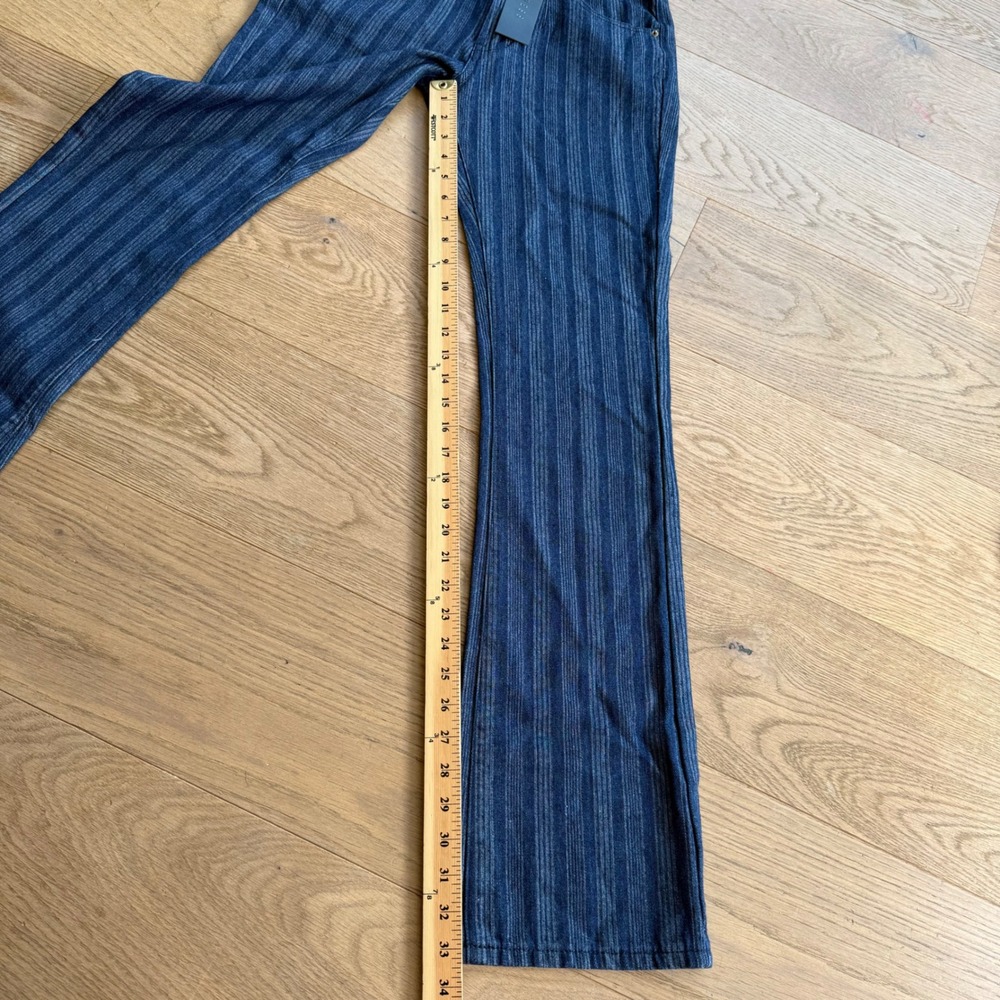 Lioness Charismatic Pinstripe Denim Set Corset Top S and Flare Jeans XS Blue - Picture 13 of 16